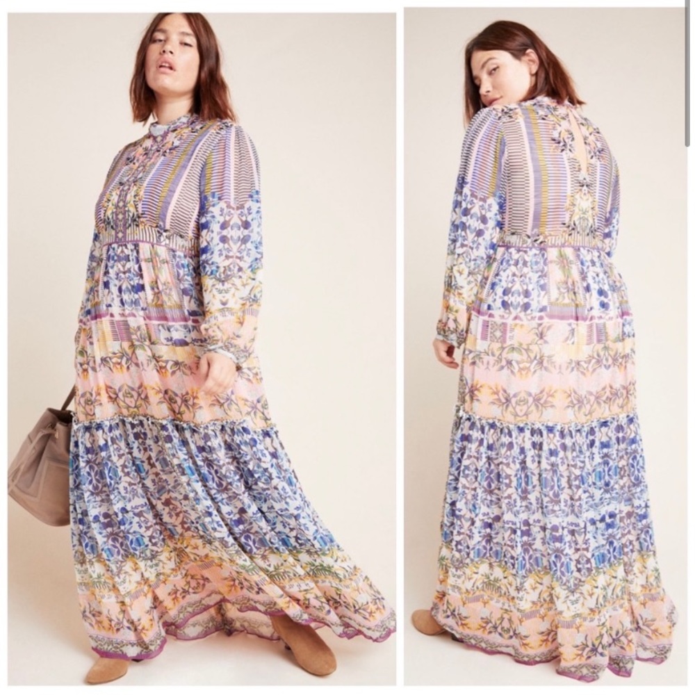 ANTHROPOLOGIE Bhanuni Jyoti Anastasia Maxi Dress Inventing Anna Sz 16W